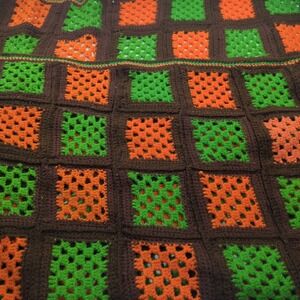 Vintage Handmade Crochet Brown GRANNY SQUARES Afghan Coverlet Throw‎ Blanket